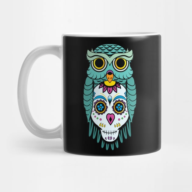 Cute Owl Sugar Skull Dia de los Muertos halloween Owl Gift Design by Get Hopped Apparel